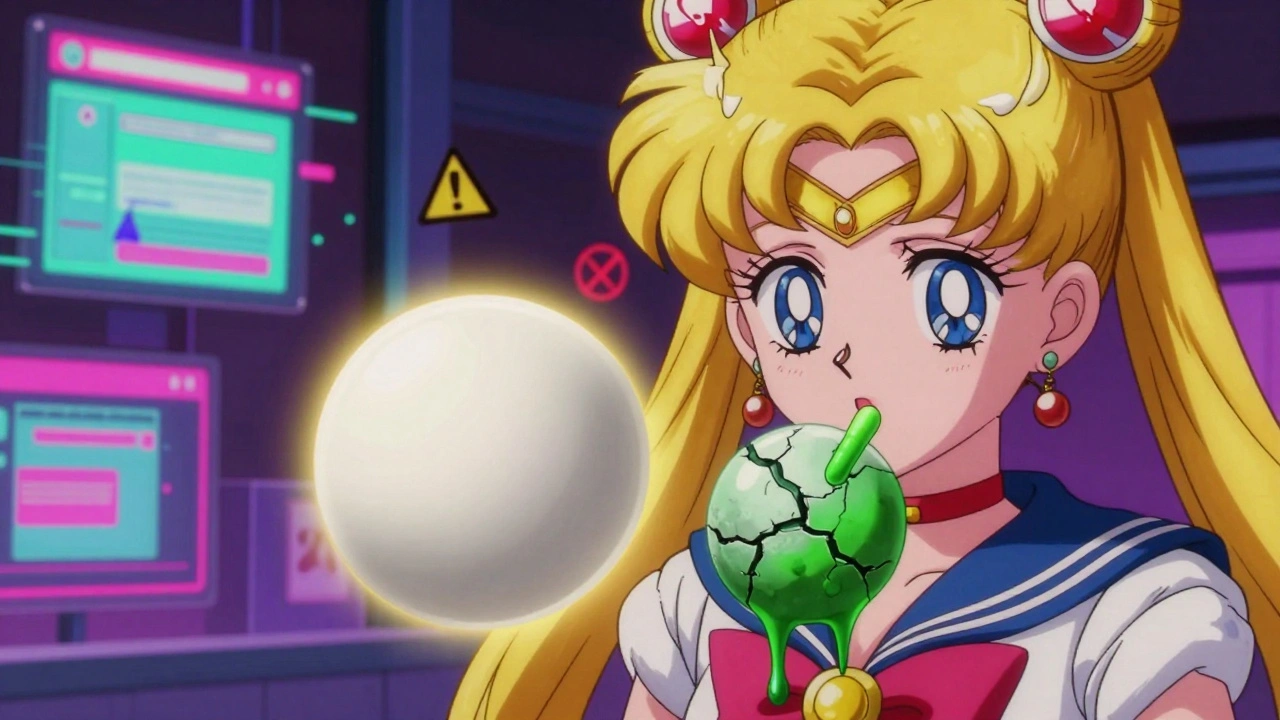 Two pills side by side: one pure and glowing, the other cracked and leaking toxic sludge.