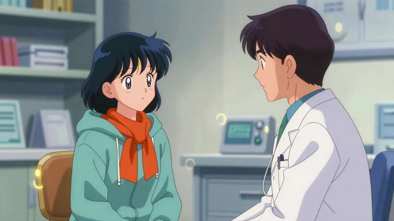 Patient and doctor having serious medical discussion