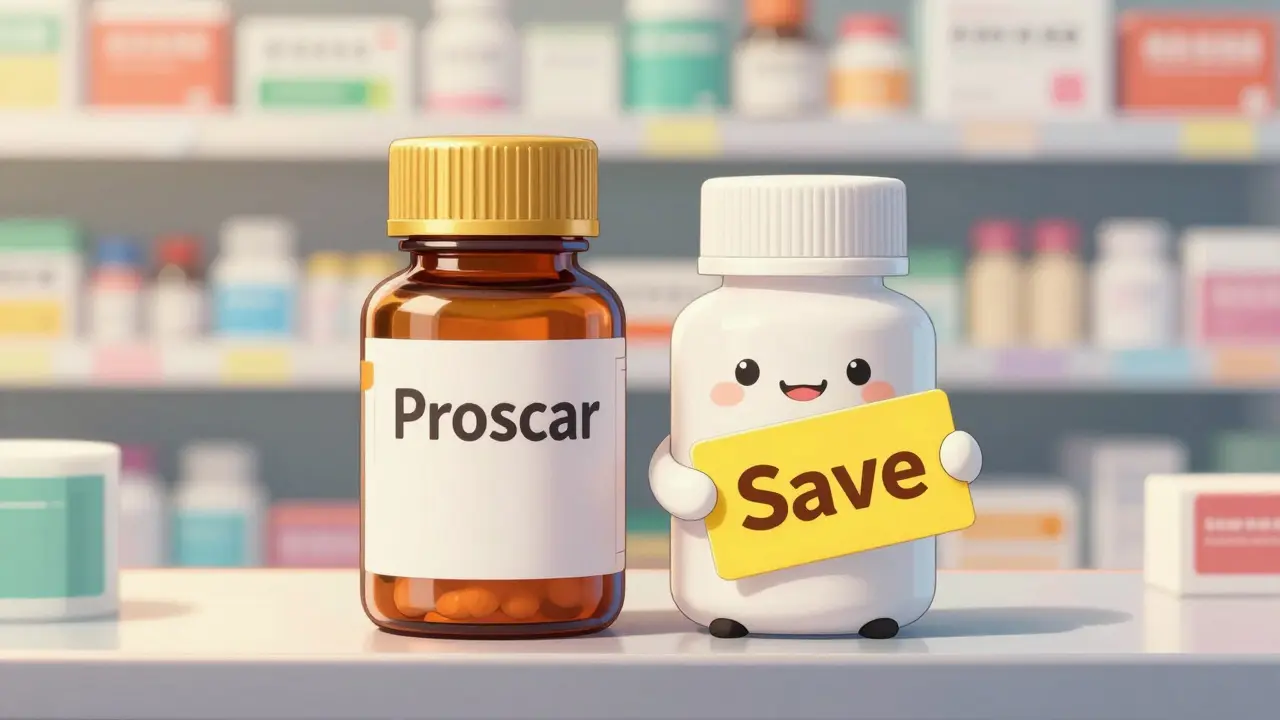 Cute pill bottles comparing brand vs generic costs