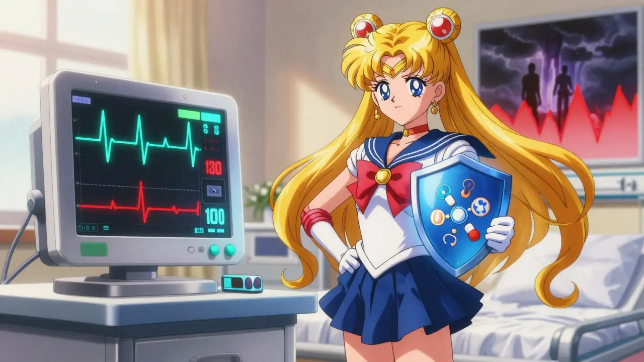 Patient protected by medical shield against dangerous heart rhythms
